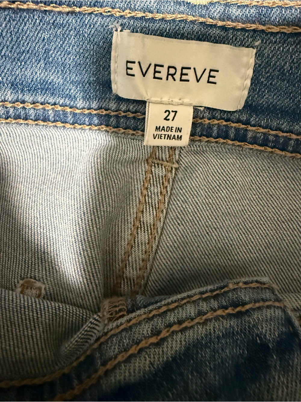 EVEREVE High Rise Wide Leg Jeans Light Wash Button Fly Patch Pocket 27 - Picture 4 of 7